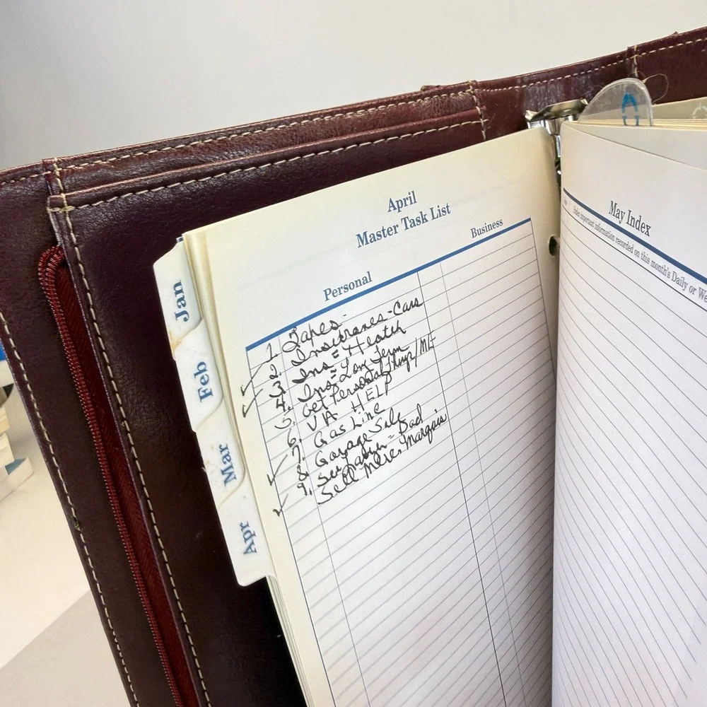 Franklin Covey Leather 7 Ring Planner Classic Size Binder Organizer Snap Closure